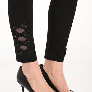 253810 Black Leggings with ankle detail by FRANK LYMAN